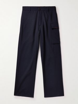 Straight-Leg Logo-Embroidered Virgin Wool Trousers Straight-Leg Logo-Embroidered Virgin Wool Trousers