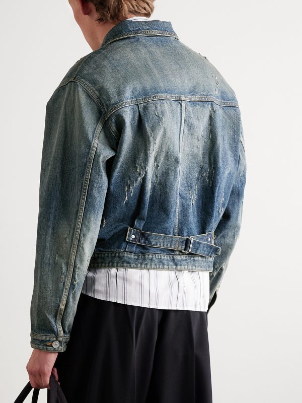 Distressed Denim Jacket - BK