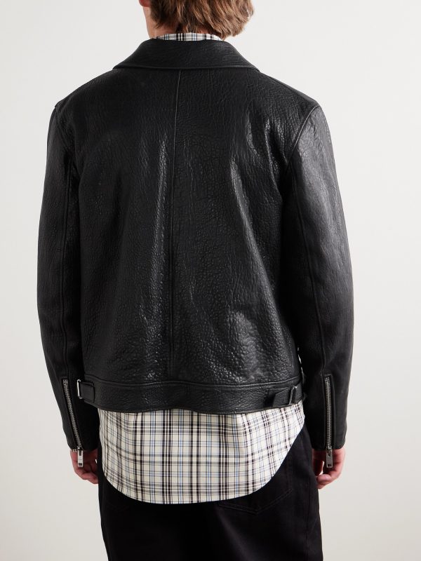 Padded Crinkled-Leather Jacket - BK Padded Crinkled-Leather Jacket - BK