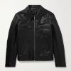 Padded Crinkled-Leather Jacket Padded Crinkled-Leather Jacket