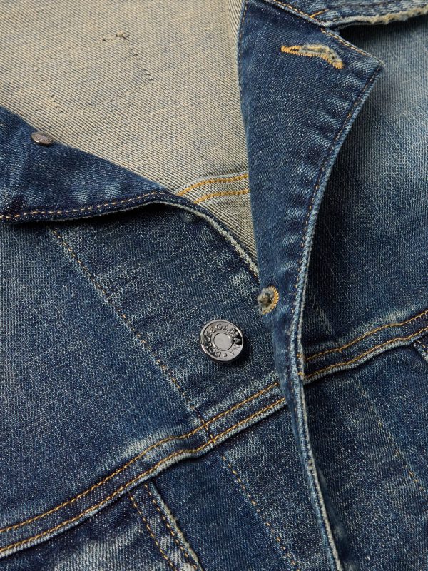 Logo-Appliquéd Washed-Denim Jacket - CU