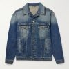 Logo-Appliquéd Washed-Denim Jacket