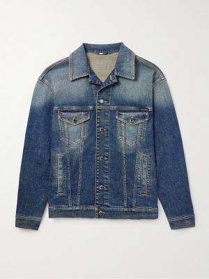 Logo-Appliquéd Washed-Denim Jacket