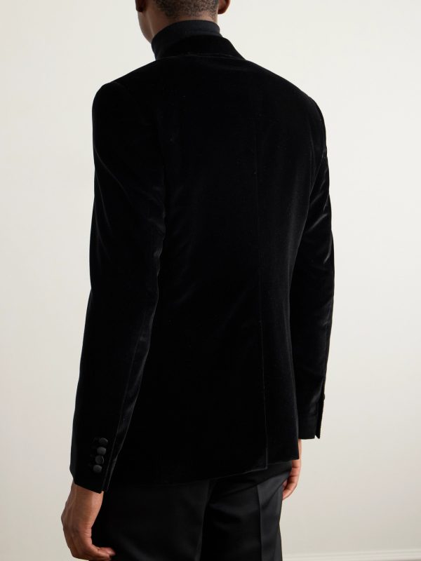 Silk-Trimmed Cotton-Blend Velvet Tuxedo Jacket - BK Silk-Trimmed Cotton-Blend Velvet Tuxedo Jacket - BK