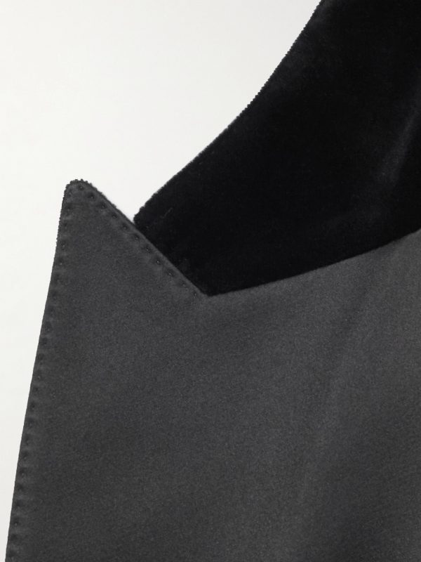 Silk-Trimmed Cotton-Blend Velvet Tuxedo Jacket - E1 Silk-Trimmed Cotton-Blend Velvet Tuxedo Jacket - E1