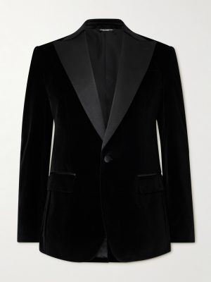 Silk-Trimmed Cotton-Blend Velvet Tuxedo Jacket