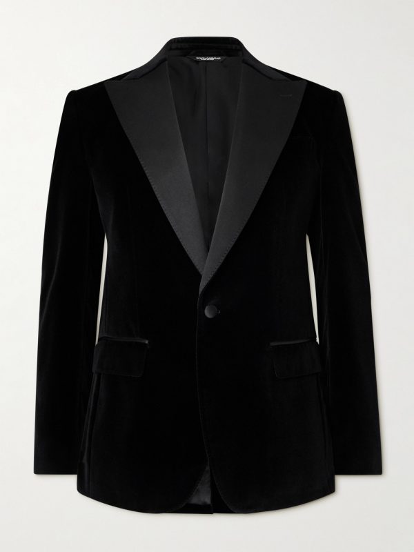 Silk-Trimmed Cotton-Blend Velvet Tuxedo Jacket Silk-Trimmed Cotton-Blend Velvet Tuxedo Jacket