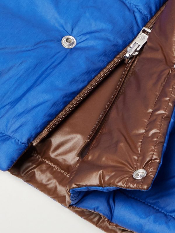 Reversible Convertible Canvas-Trimmed Quilted Shell Down Jacket - E1 Reversible Convertible Canvas-Trimmed Quilted Shell Down Jacket - E1