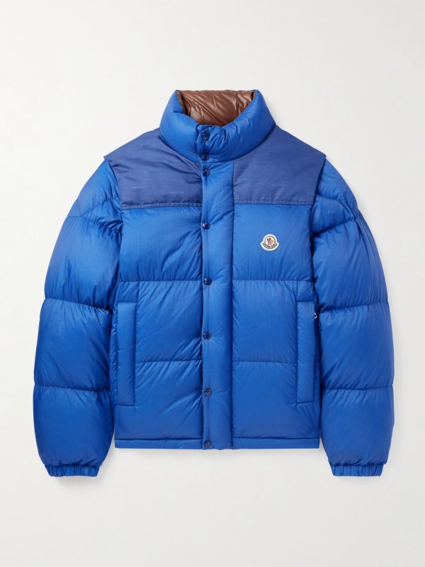 Reversible Convertible Canvas-Trimmed Quilted Shell Down Jacket Reversible Convertible Canvas-Trimmed Quilted Shell Down Jacket