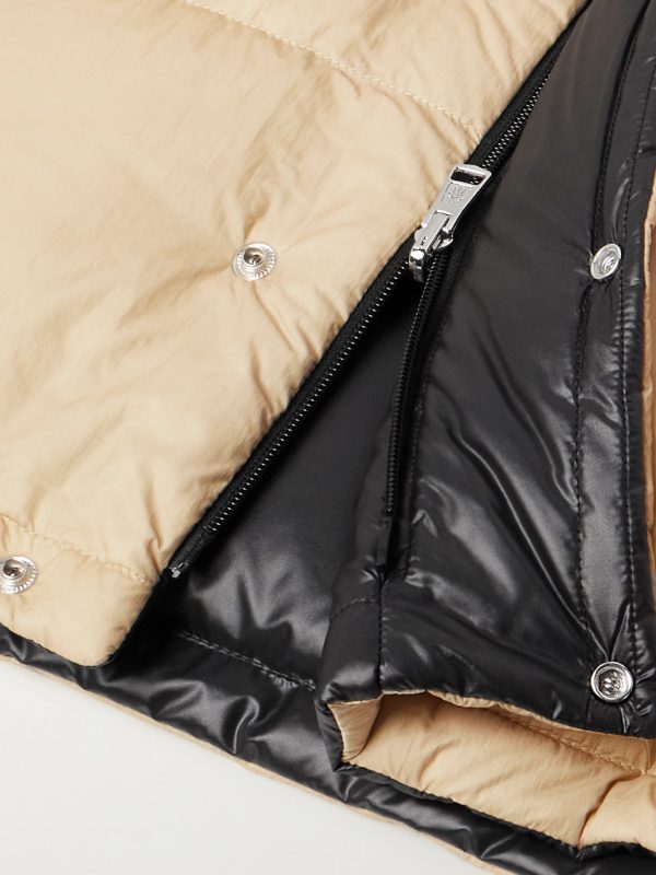 Reversible Convertible Canvas-Trimmed Quilted Shell Down Jacket - E1 Reversible Convertible Canvas-Trimmed Quilted Shell Down Jacket - E1