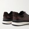 Fast Track Suede-Trimmed Full-Grain Venezia Softy Leather Sneakers - BK