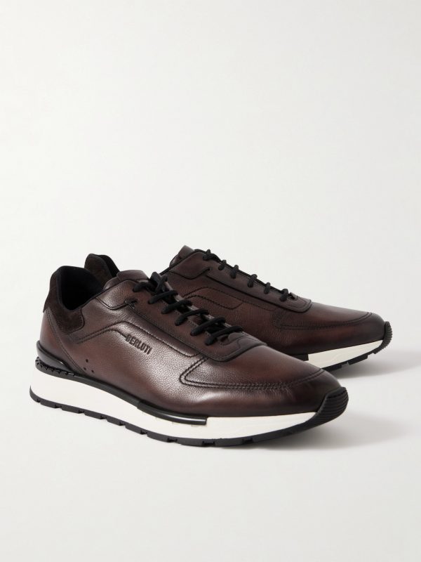 Fast Track Suede-Trimmed Full-Grain Venezia Softy Leather Sneakers - FR