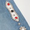 Monkey Cisco Straight-Leg Leather-Trimmed Embellished Jeans - E1 Monkey Cisco Straight-Leg Leather-Trimmed Embellished Jeans - E1