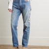 Monkey Cisco Straight-Leg Leather-Trimmed Embellished Jeans - FR Monkey Cisco Straight-Leg Leather-Trimmed Embellished Jeans - FR