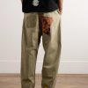 Katsuragi Tapered Appliquéd Distressed Cotton-Twill Trousers - BK Katsuragi Tapered Appliquéd Distressed Cotton-Twill Trousers - BK