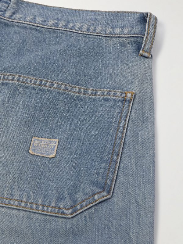 Straight-Leg Leather-Trimmed Embellished Denim Shorts - CU