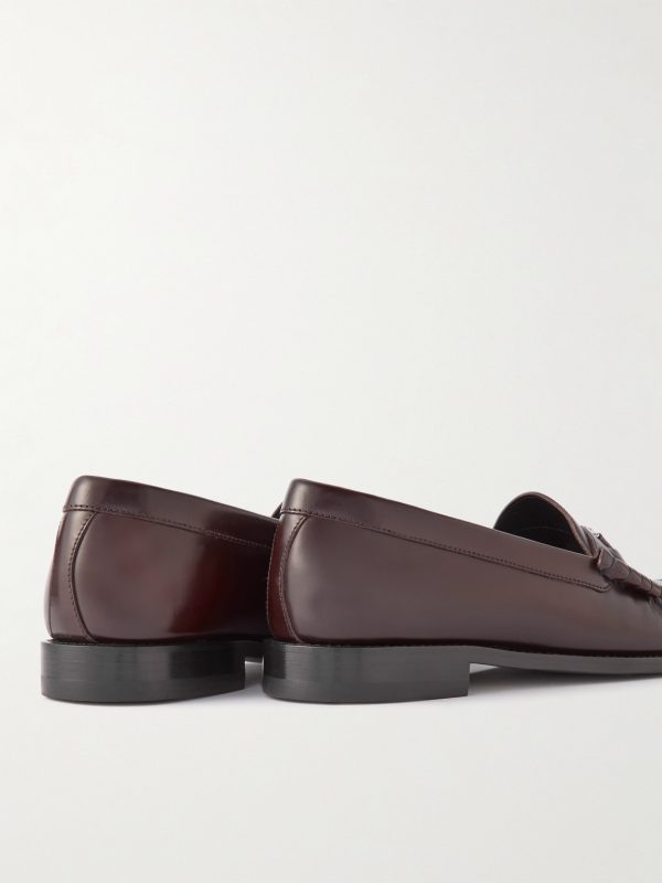 Luco Logo-Embellished Polished-Leather Loafers - BK Luco Logo-Embellished Polished-Leather Loafers - BK