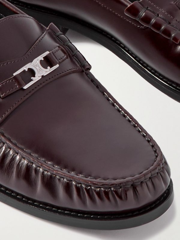 Luco Logo-Embellished Polished-Leather Loafers - CU Luco Logo-Embellished Polished-Leather Loafers - CU