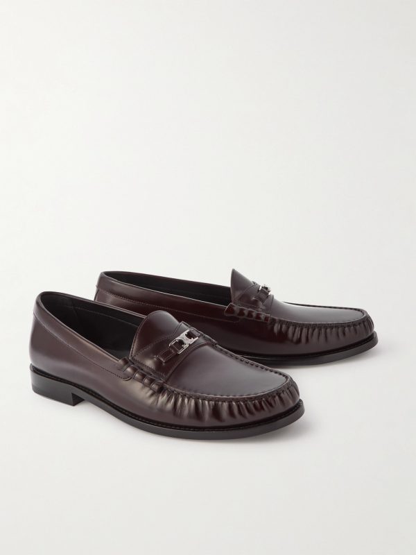 Luco Logo-Embellished Polished-Leather Loafers - FR Luco Logo-Embellished Polished-Leather Loafers - FR