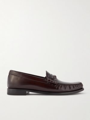 Luco Logo-Embellished Polished-Leather Loafers Luco Logo-Embellished Polished-Leather Loafers