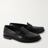 Vivienne Perforated Glossed-Leather Penny Loafers - FR