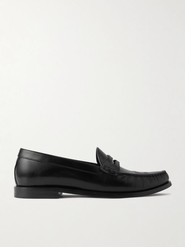 Vivienne Perforated Glossed-Leather Penny Loafers