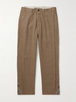 Straight-Leg Embellished Wool Trousers