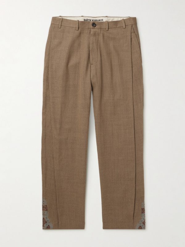 Straight-Leg Embellished Wool Trousers Straight-Leg Embellished Wool Trousers