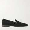 Logo-Embroidered Grosgrain-Trimmed Suede Loafers