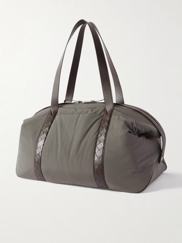 Large Leather-Trimmed Shell Weekend Bag - BK