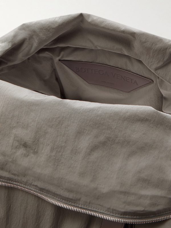 Large Leather-Trimmed Shell Weekend Bag - E1