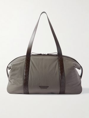 Large Leather-Trimmed Shell Weekend Bag