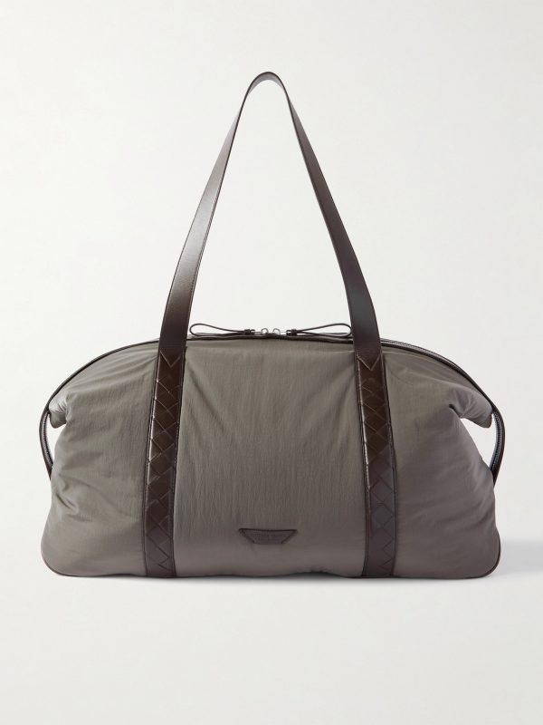 Large Leather-Trimmed Shell Weekend Bag