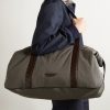 Large Leather-Trimmed Shell Weekend Bag - OU