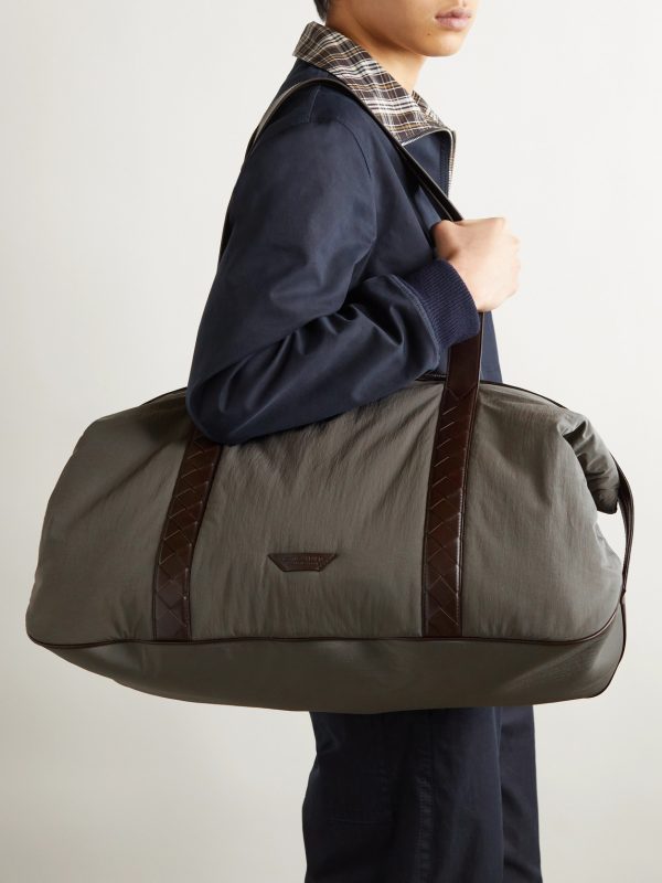 Large Leather-Trimmed Shell Weekend Bag - OU