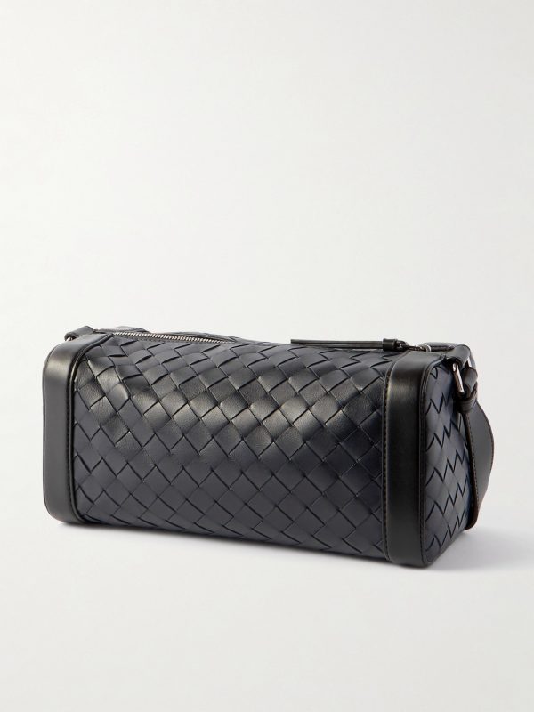 Brick Intrecciato Leather Messenger Bag - BK Brick Intrecciato Leather Messenger Bag - BK