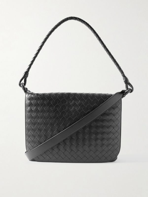 Swing Intrecciato Leather Messenger Bag