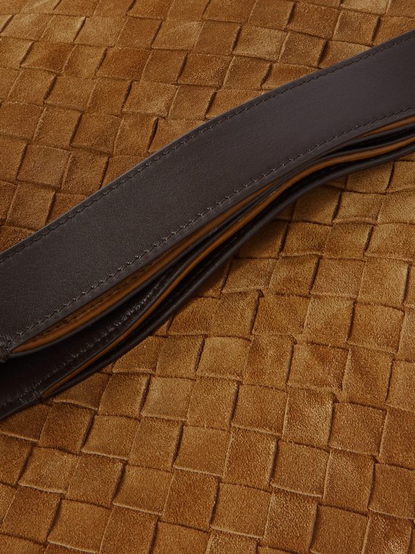 Large Passenger Leather-Trimmed Intrecciato Suede Weekend Bag - CU Large Passenger Leather-Trimmed Intrecciato Suede Weekend Bag - CU
