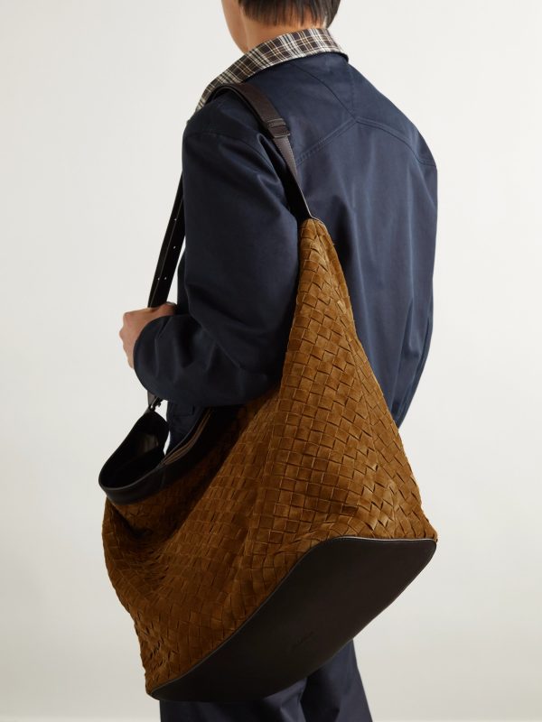 Large Passenger Leather-Trimmed Intrecciato Suede Weekend Bag - OU Large Passenger Leather-Trimmed Intrecciato Suede Weekend Bag - OU