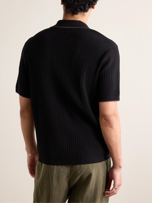 Johnny Harbour Ribbed Cotton-Blend Polo Shirt - BK