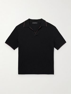 Johnny Harbour Ribbed Cotton-Blend Polo Shirt Johnny Harbour Ribbed Cotton-Blend Polo Shirt