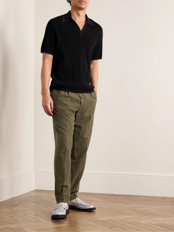 Johnny Harbour Ribbed Cotton-Blend Polo Shirt - OU