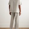 Logo-Embroidered Striped Linen Pyjama Set - BK