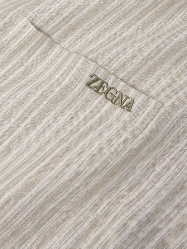 Logo-Embroidered Striped Linen Pyjama Set - CU