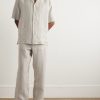 Logo-Embroidered Striped Linen Pyjama Set - OU