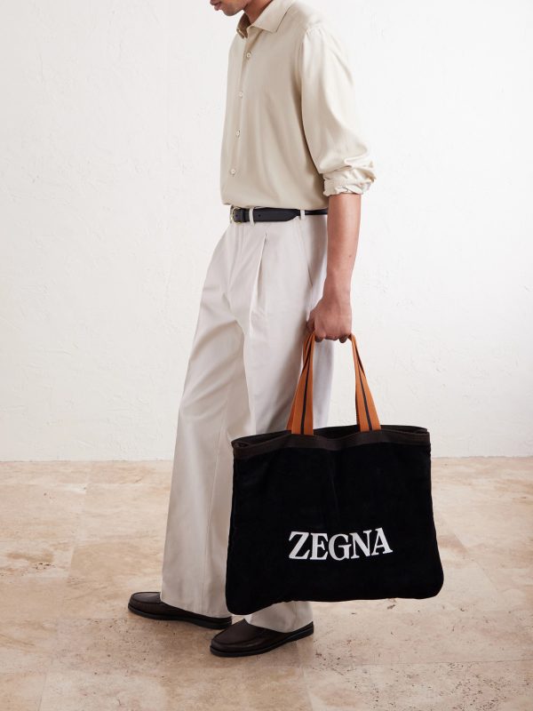 Logo-Embroidered Cotton-Terry Beach Towel Tote Bag - OU