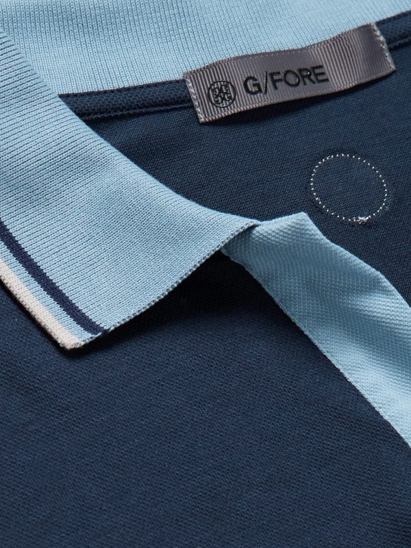 + G/FORE Golf Striped Logo-Appliquéd Piqué Polo Shirt - CU + G/FORE Golf Striped Logo-Appliquéd Piqué Polo Shirt - CU