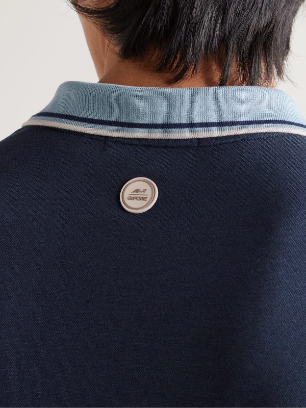 + G/FORE Golf Striped Logo-Appliquéd Piqué Polo Shirt - E2 + G/FORE Golf Striped Logo-Appliquéd Piqué Polo Shirt - E2