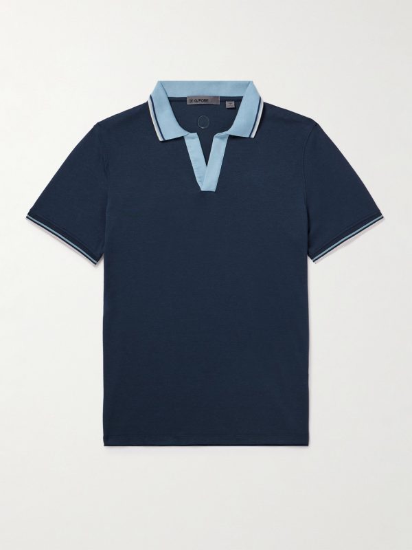 + G/FORE Golf Striped Logo-Appliquéd Piqué Polo Shirt + G/FORE Golf Striped Logo-Appliquéd Piqué Polo Shirt