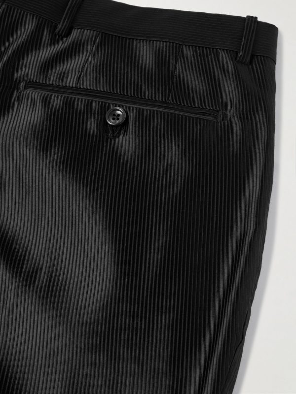 Dyylan Slim-Fit Ribbed Cotton-Blend Satin Trousers - CU